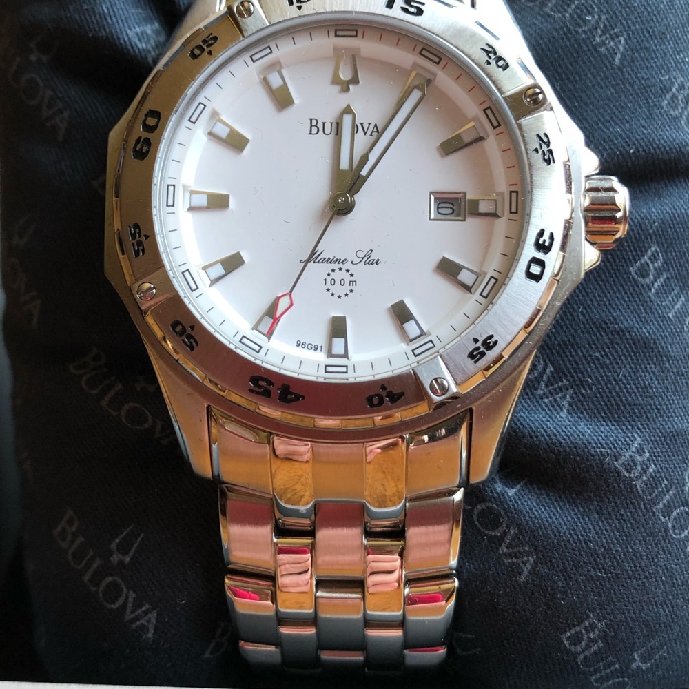 NIB BULOVA Marine Star Men’s Watch Silver - Picture 6 of 7